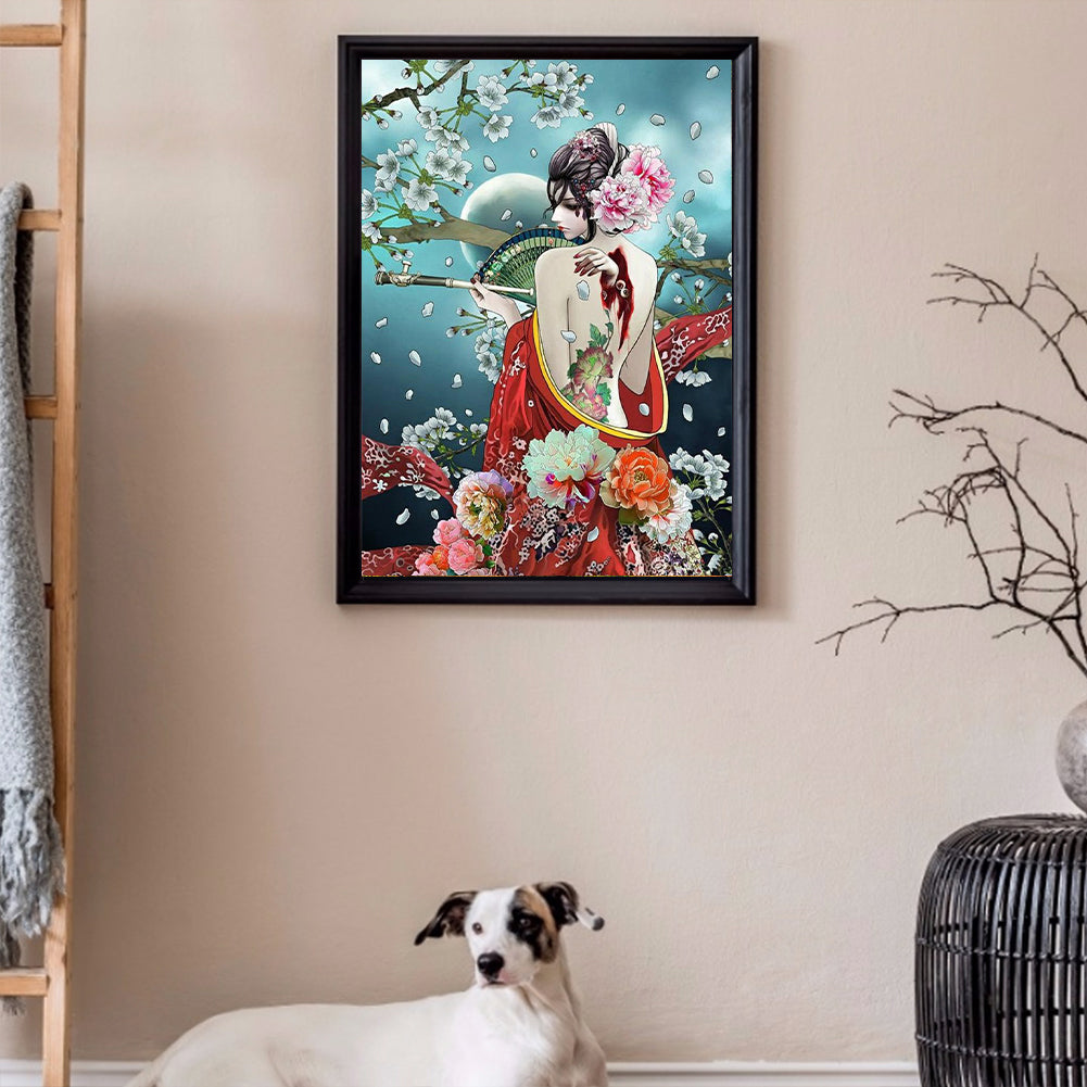 Japanese Geisha 40*50CM(Canvas) Full Round Drill Diamond Painting