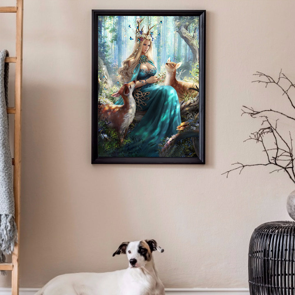 Forest Elk Goddess 40*50CM(Canvas) Full Round Drill Diamond Painting
