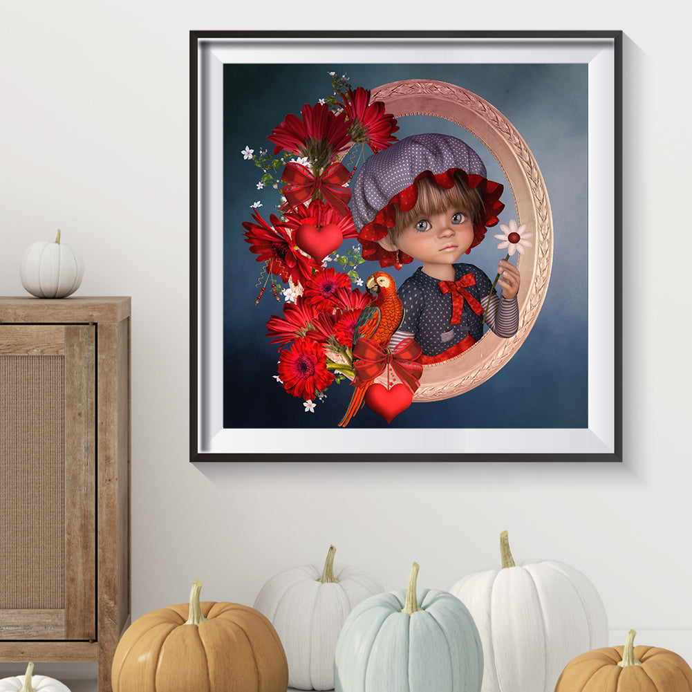 Cartoon Big Eyes Girl - Full Round Drill Diamond Painting 40*40CM