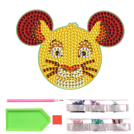 DIY Diamonds Mosaic Cup Cushion Anti-scald Wooden Cartoon Cup Mat for Kids Gifts