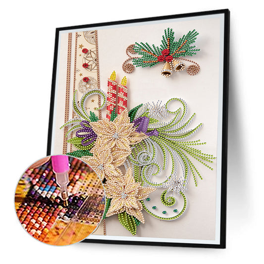 Paper Painting Of Flowers And Candles - Special Shaped Drill Diamond Painting 30*40CM