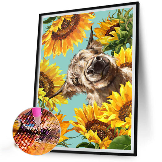 Sunflower Yak 30*40CM(Canvas) Full Square Drill Diamond Painting