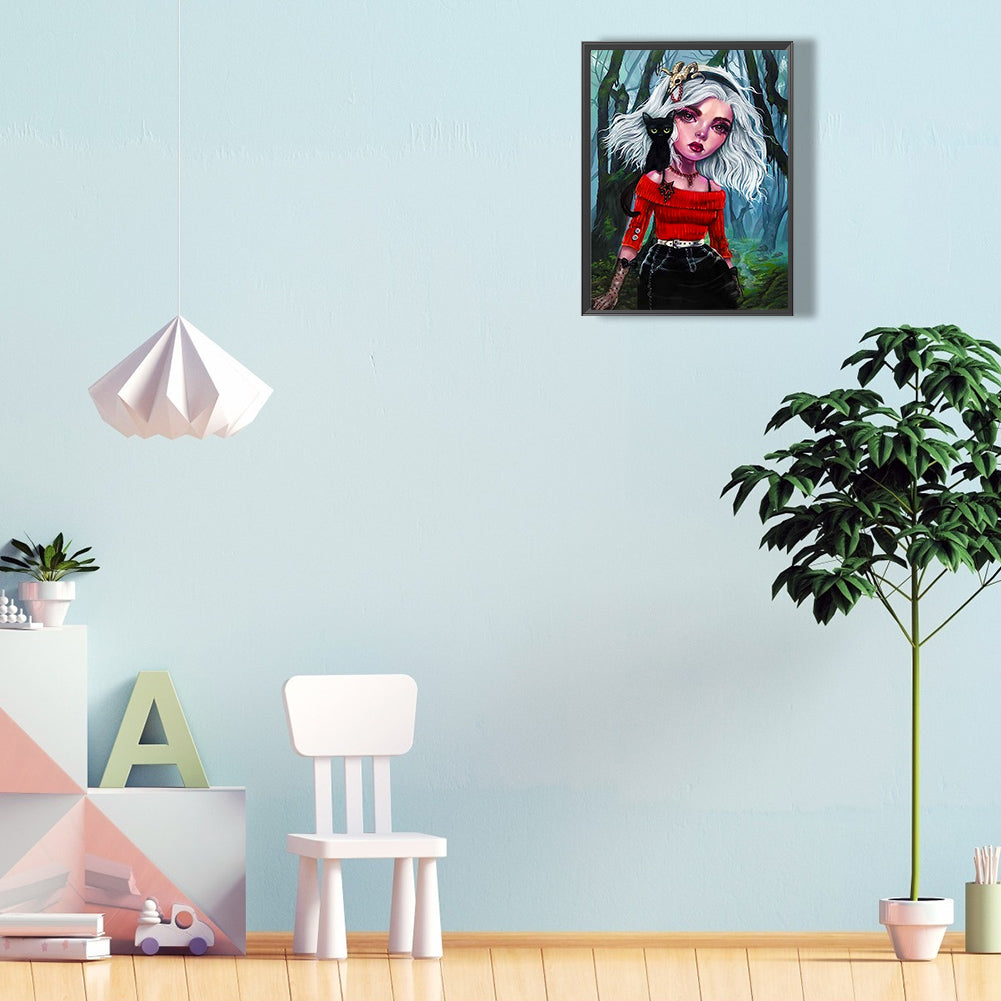 Heavy Makeup Girl - Full Round Drill Diamond Painting 30*40CM
