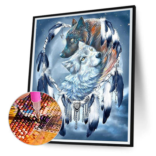 Wolf Dream Catcher - Full Round Drill Diamond Painting 40*50CM