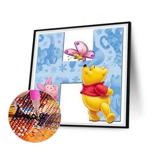 H Letter Winnie The Pooh - Full Square Drill Diamond Painting 30*30CM