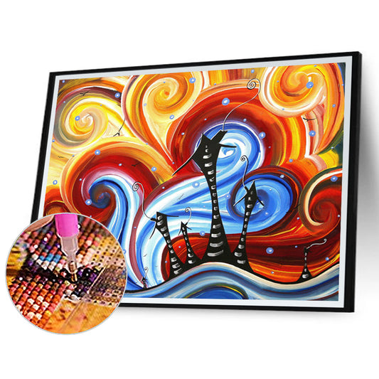 Abstract Hipster House - Full Round Drill Diamond Painting 40*30CM