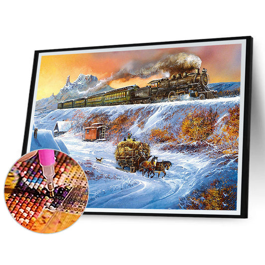Snow Train - Full Square Drill Diamond Painting 50*40CM