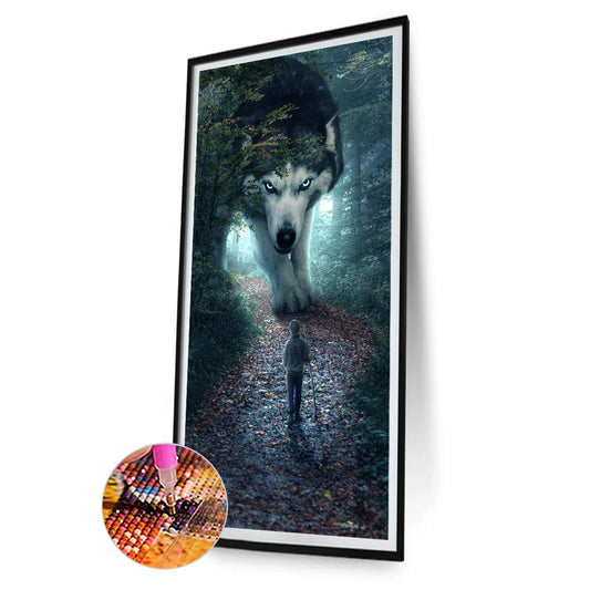 Forest Wolf - Full Round Drill Diamond Painting 30*70CM