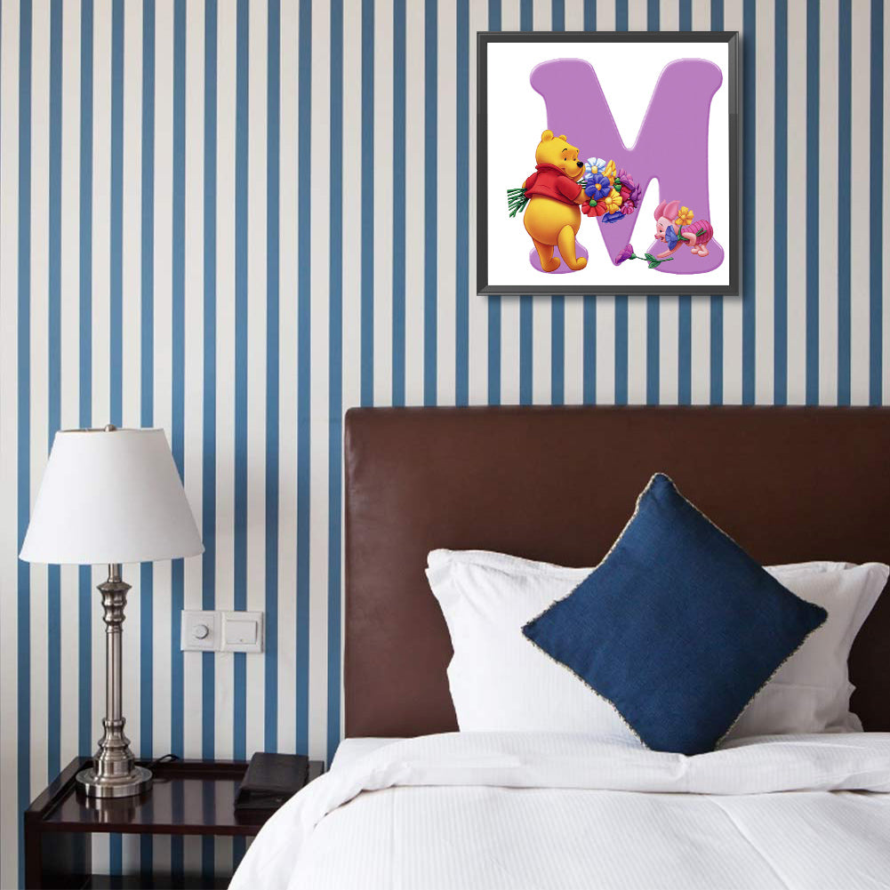 Pooh Letter M - Full Round Drill Diamond Painting 40*40CM