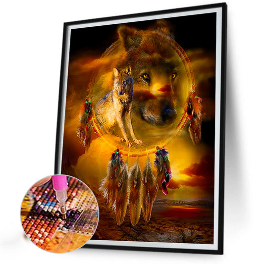 Wolf Head Dream Catcher - Full Round Drill Diamond Painting 50*60CM