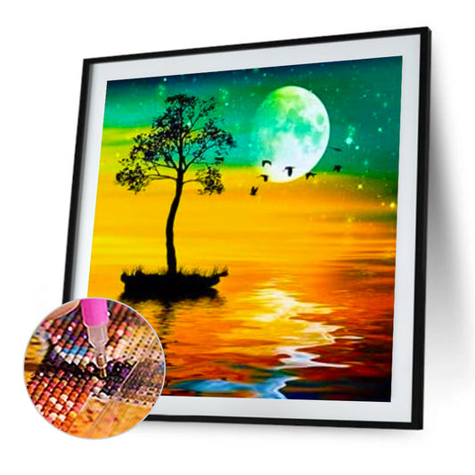 Moon Tree Shadow - Full Round Drill Diamond Painting 30*30CM