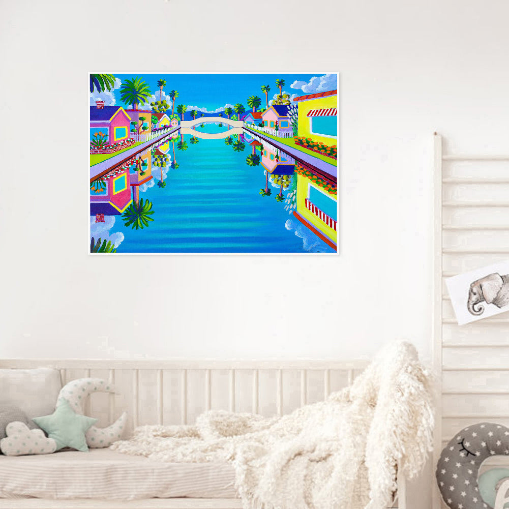 California Painting Cottage - Full Round Drill Diamond Painting 40*30CM