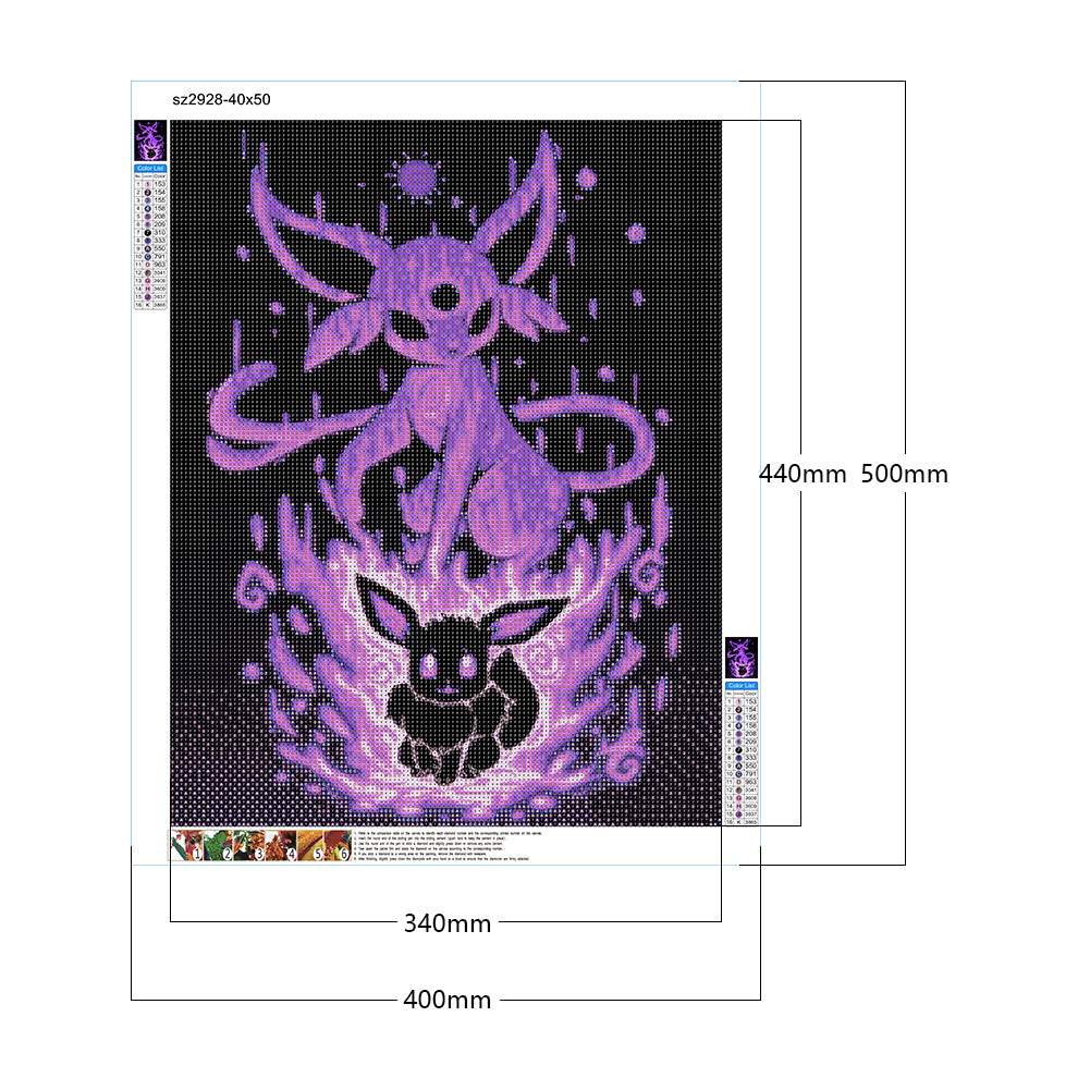 Pokemon Silhouette - Full Round Drill Diamond Painting 40*50CM