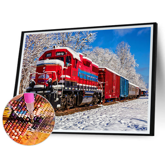 Red Train - Full Round Drill Diamond Painting 60*50CM