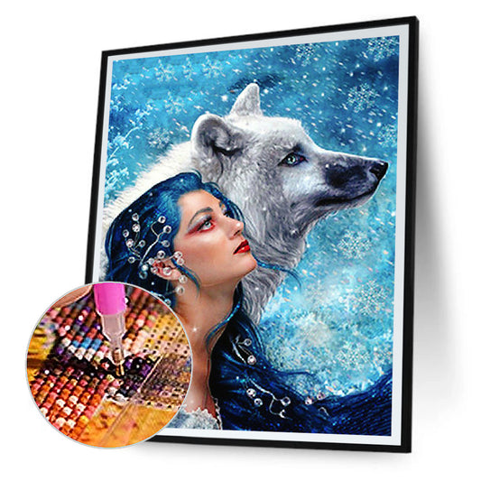 Ice Beauty And Wolf - Full Round Drill Diamond Painting 30*40CM