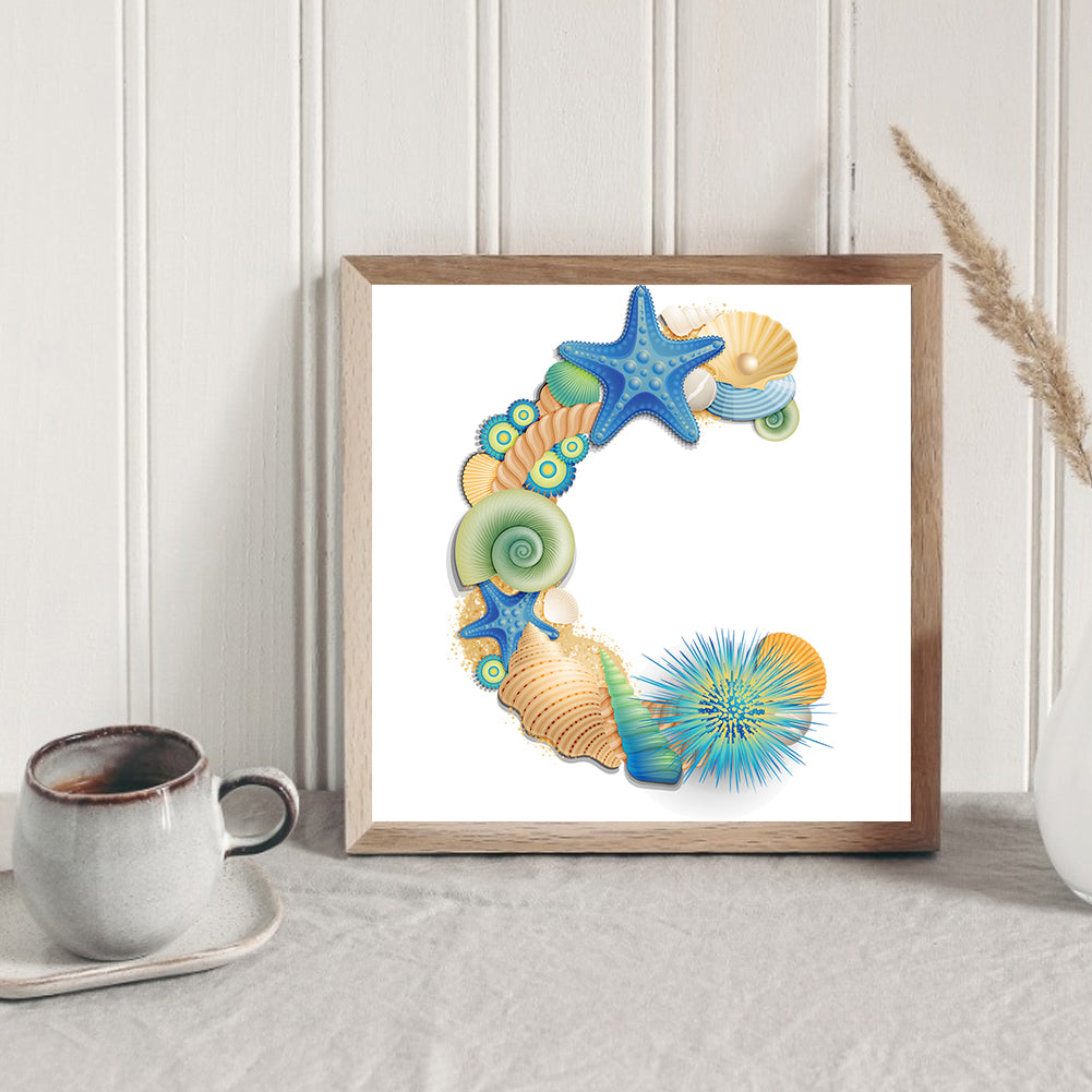 Shell Letter C - Full Round Drill Diamond Painting 30*30CM