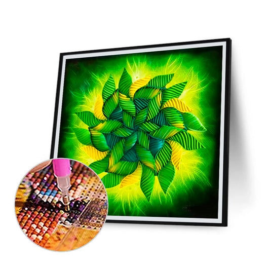 Green Leaf Mandala - Full Round Drill Diamond Painting 30*30CM