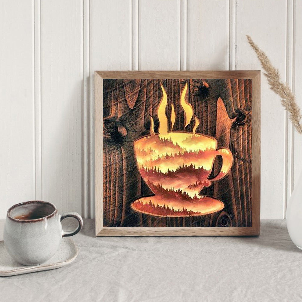 Hollow Coffee Forest - Full Round Drill Diamond Painting 40*40CM