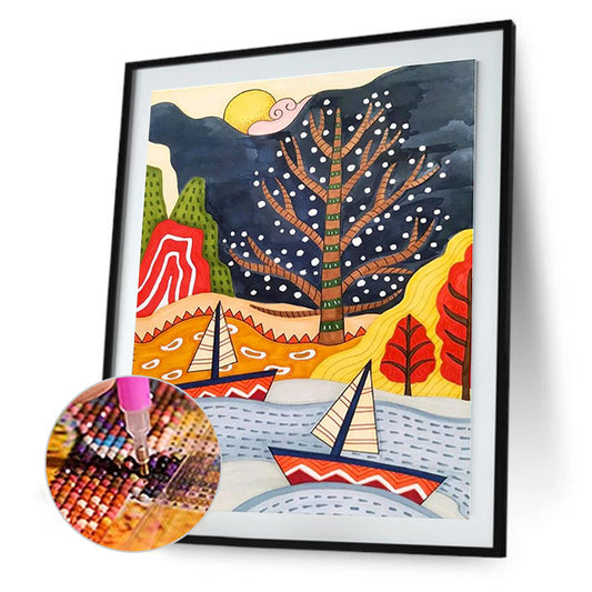 Painted Landscape - Full Round Drill Diamond Painting 30*40CM