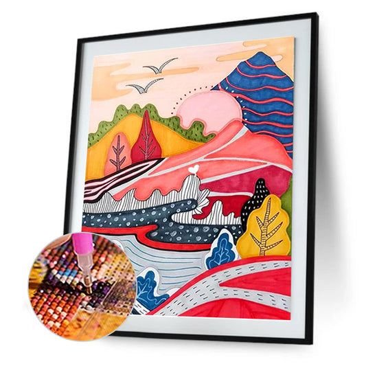 Painted Landscape - Full Round Drill Diamond Painting 30*40CM