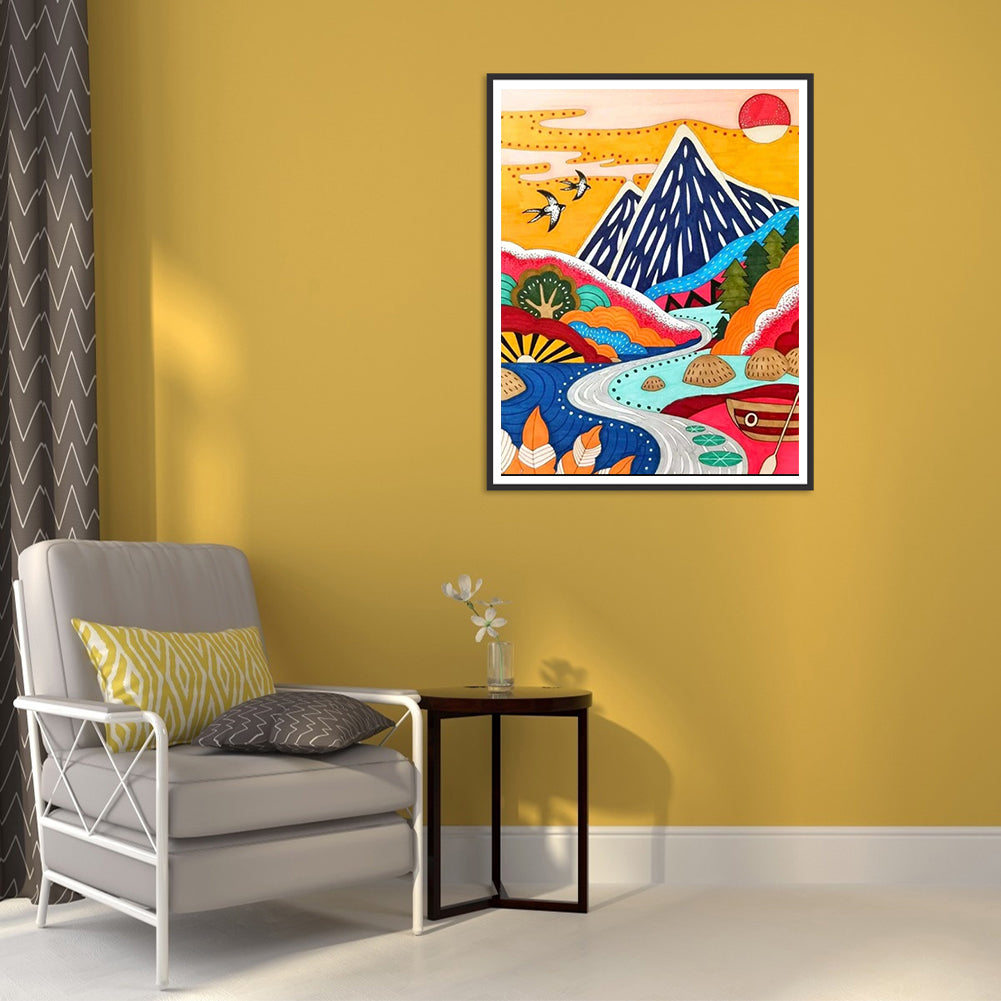 Painted Landscape - Full Round Drill Diamond Painting 30*40CM