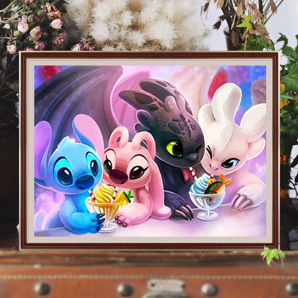 Stitch And Toothless - Full Round Drill Diamond Painting 40*30CM