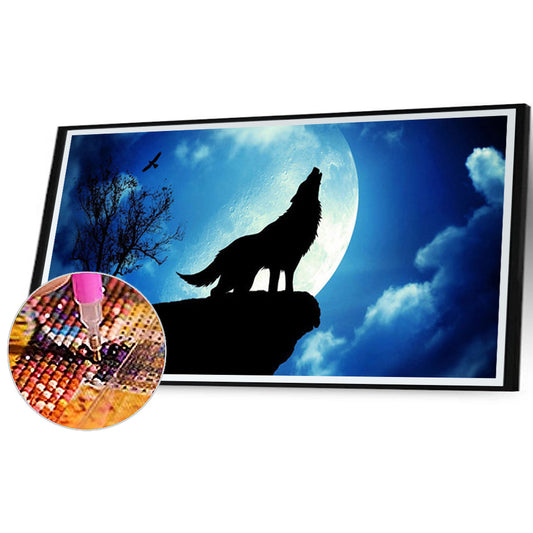 Howling Moonlight Wolf - Full Square Drill Diamond Painting 80*40CM