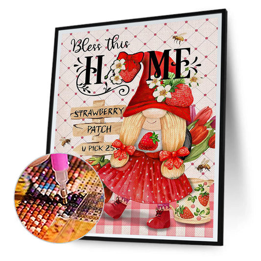 Strawberry Gnome - Full Round Drill Diamond Painting 30*40CM