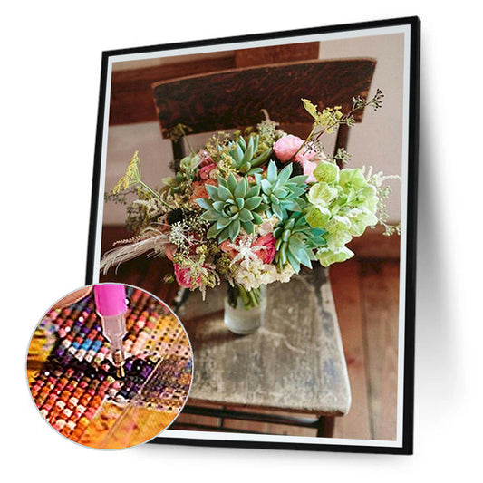 Succulent On Chair - Full Square Drill Diamond Painting 30*40CM