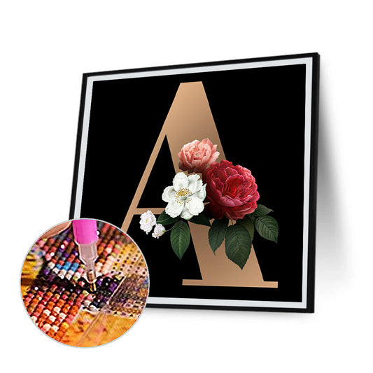 Dark Flower Letter A - Full Square Drill Diamond Painting 45*45CM