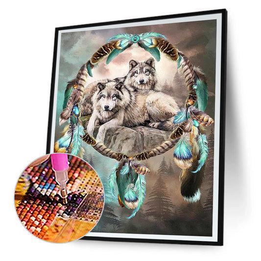 Wolf Dream Catcher - Full Round Drill Diamond Painting 40*50CM