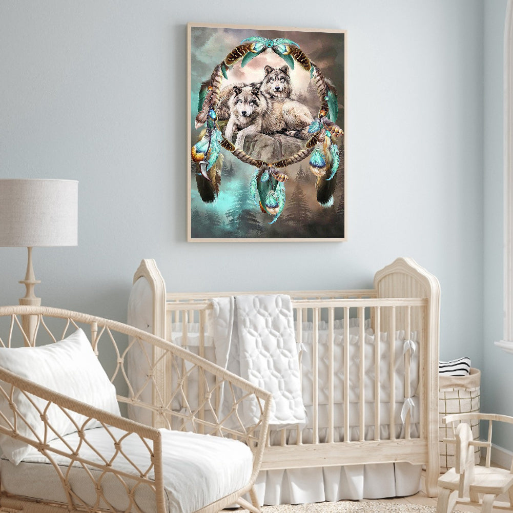 Wolf Dream Catcher - Full Round Drill Diamond Painting 40*50CM