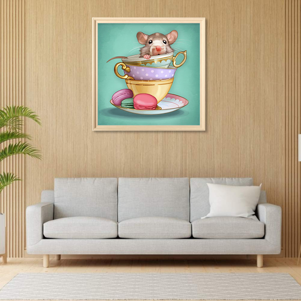 Teacup Mouse - Full Round Drill Diamond Painting 30*30CM