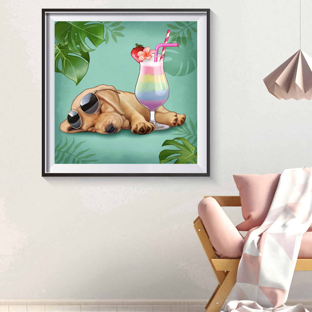 Sleeping Dog - Full Round Drill Diamond Painting 30*30CM