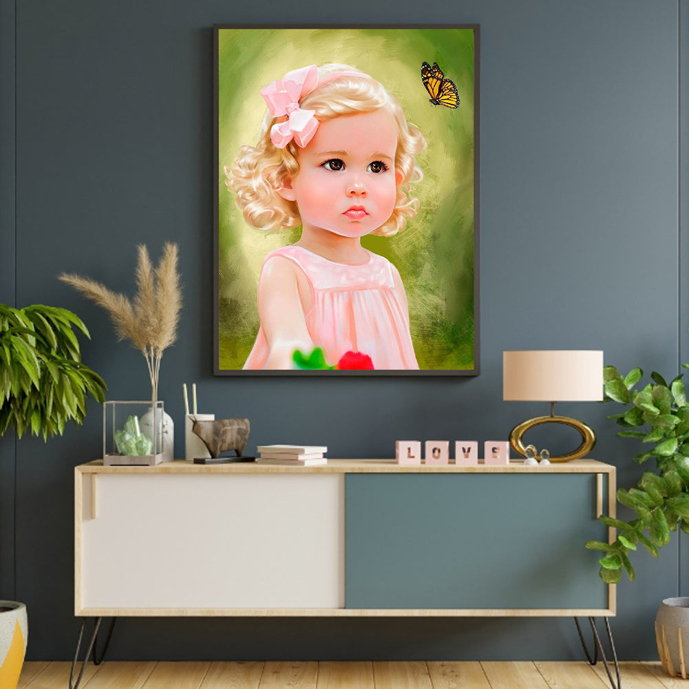 Cute Little Girl - Full Round Drill Diamond Painting 30*40CM