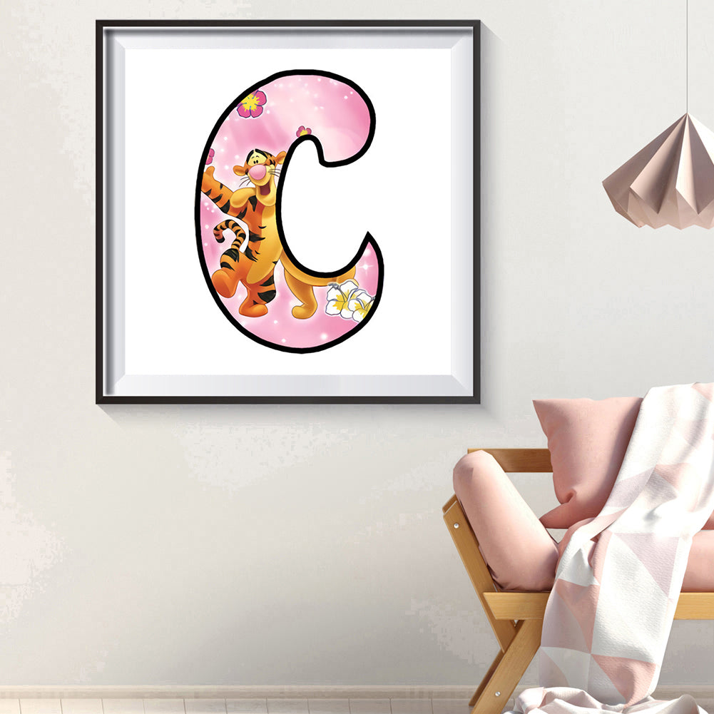 Pooh And Tigger Alphabet - Full Round Drill Diamond Painting 30*30CM