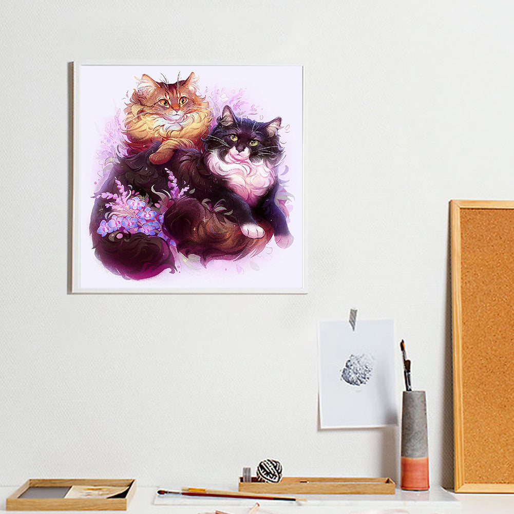Cat - Full Round Drill Diamond Painting 40*40CM