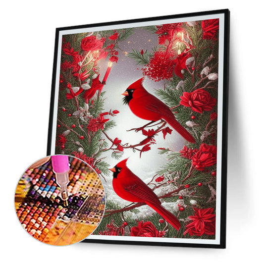 Cardinal Bird - Full Round Drill Diamond Painting 30*40CM