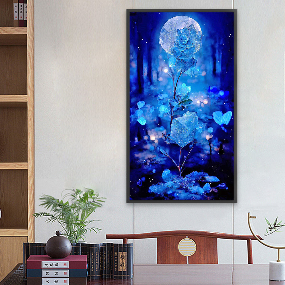 Blue Crystal Flower - Full Round Drill Diamond Painting 40*70CM