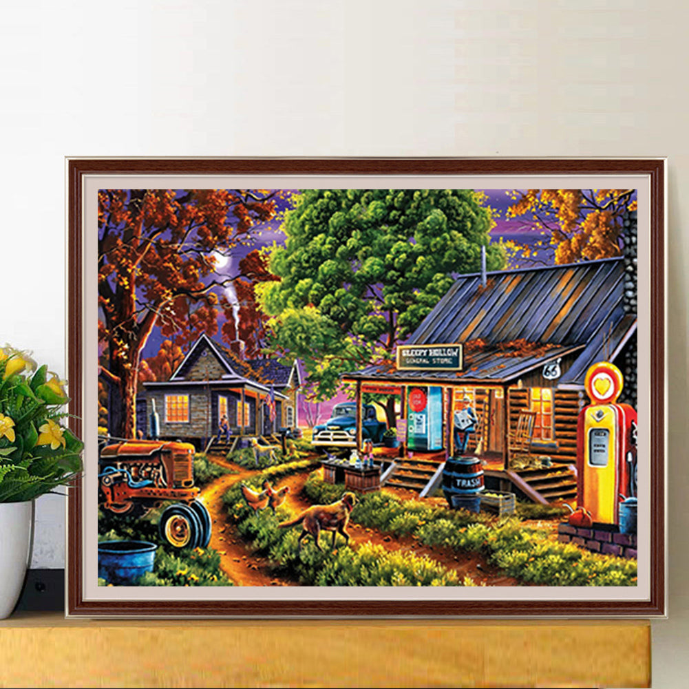 Small Town Grocery Store - Full Round Drill Diamond Painting 60*50CM