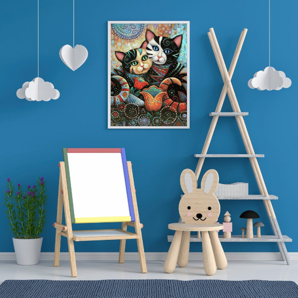 Hug Cat - Full Round Drill Diamond Painting 30*40CM
