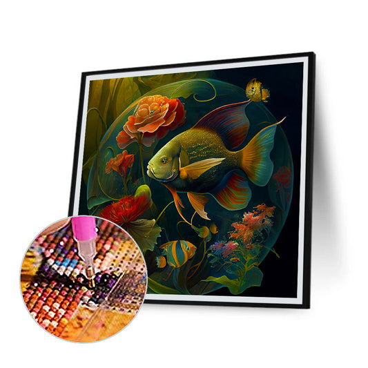 Flower Bush Fish Bird - Full Round Drill Diamond Painting 40*40CM