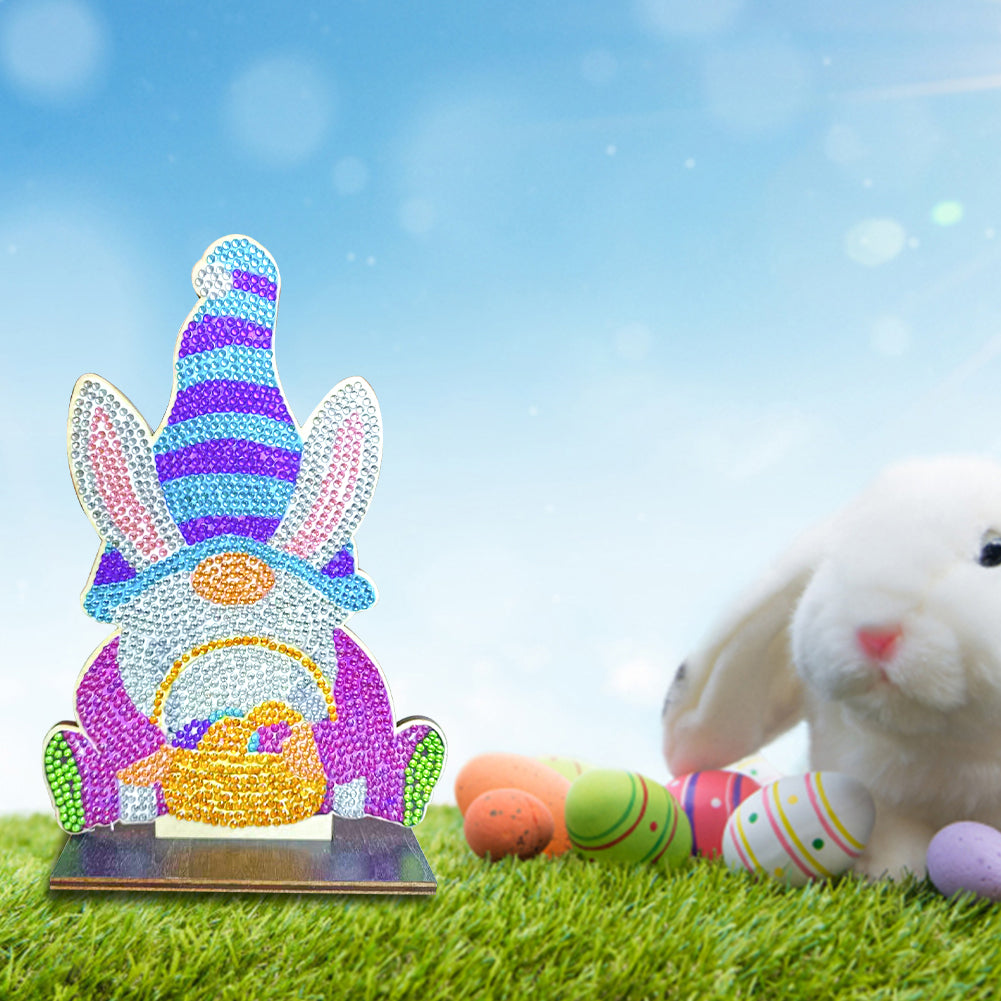 DIY Crystal Diamond Ornament Handmade Wooden Single Sided Drill Easter Kids Gift