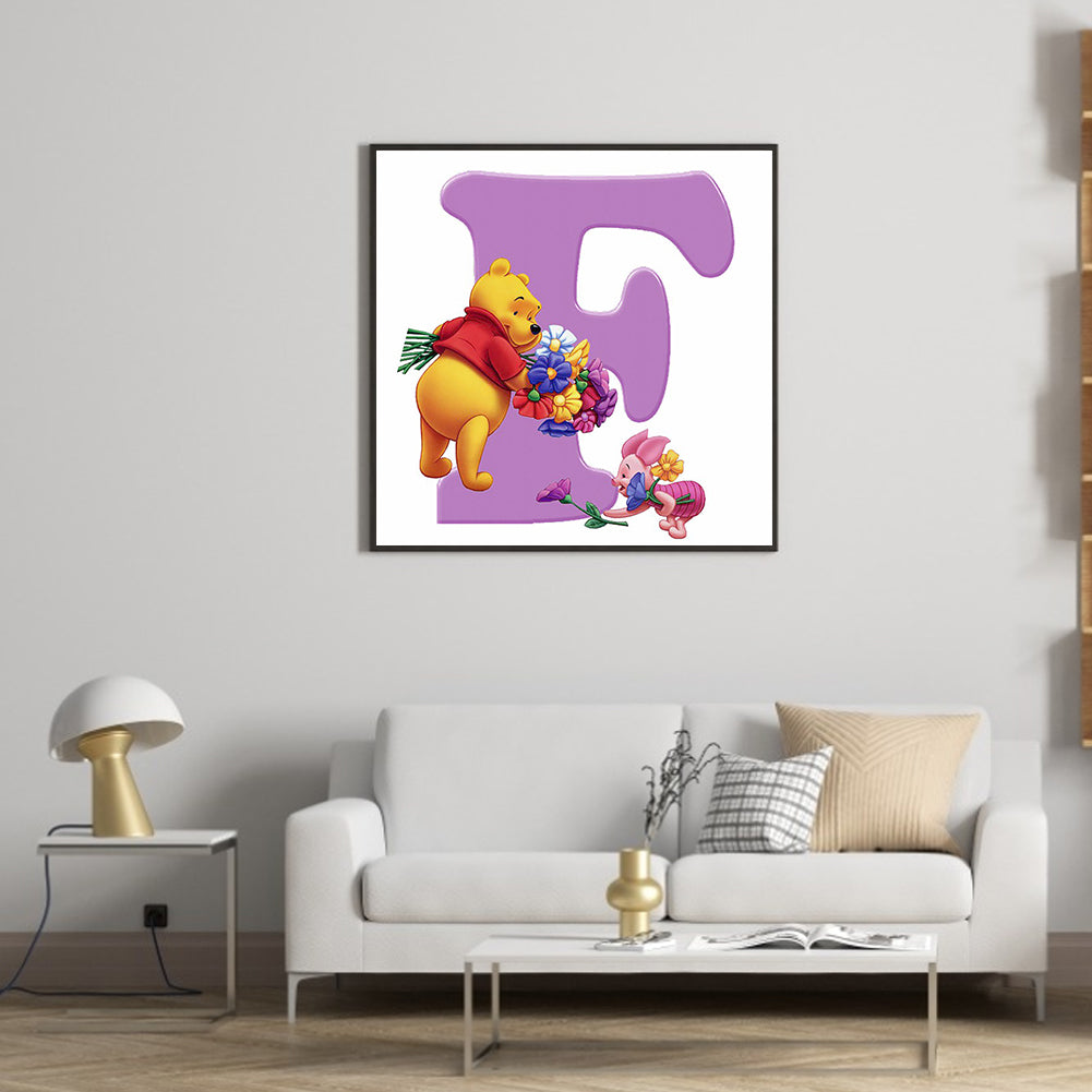 Pooh Letter F - Full Round Drill Diamond Painting 30*30CM