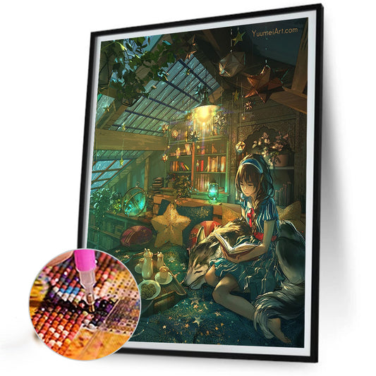 Girl And Wolf - Full Round Drill Diamond Painting 40*50CM