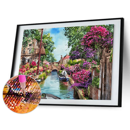 River Bank Scenery - Full Round Drill Diamond Painting 40*30CM