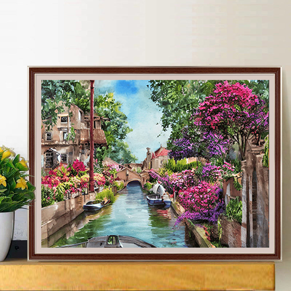 River Bank Scenery - Full Round Drill Diamond Painting 40*30CM