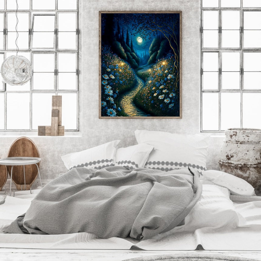 Stone Road Under The Moon - Full Round Drill Diamond Painting 30*40CM