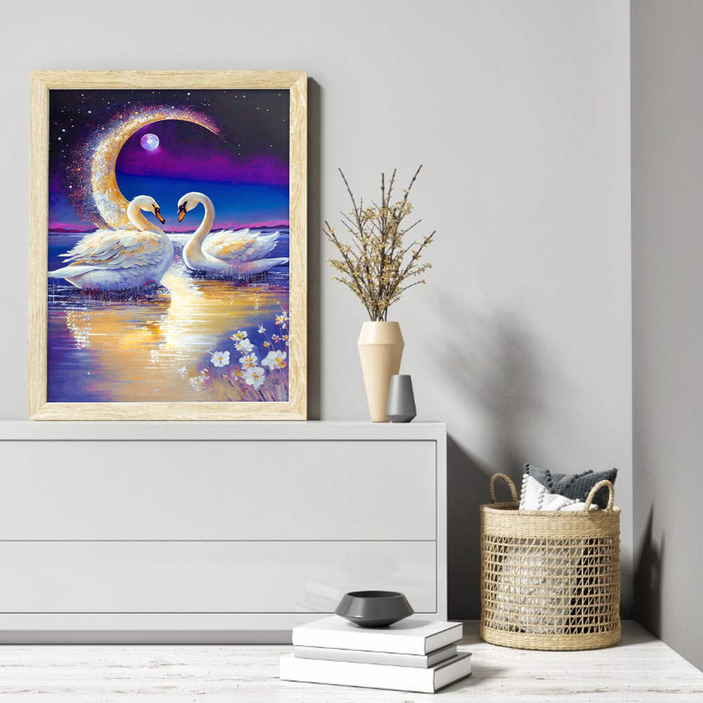 Romantic Fantasy Swan - Full Round Drill Diamond Painting 30*40CM