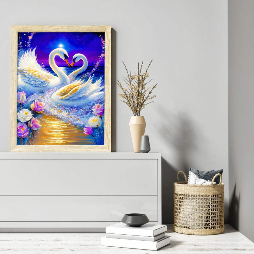 Romantic Fantasy Swan - Full Round Drill Diamond Painting 30*40CM
